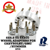 8x6.5 (8x165.1) to 8x200 116.7mm (CHEVROLET/GMC/HUMMER) US MADE Wheel Lug Adapters x 2pcs.