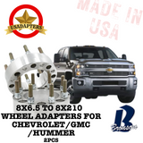 8x6.5 (8x165.1) to 8x210 116.7mm (CHEVROLET/GMC/HUMMER) US MADE Wheel Lug Adapters x 2pcs.