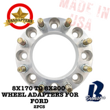 8x170 to 8x200 125mm (FORD) US MADE Wheel Lug Adapters x 2pcs.