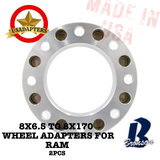 (RAM 2500/3500 '94-'23) 8x6.5 (8x165.1) to 8x170 121.3mm US MADE Wheel Lug Adapters x 2pcs.