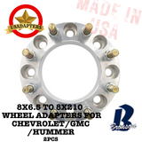 8x6.5 (8x165.1) to 8x210 116.7mm (CHEVROLET/GMC/HUMMER) US MADE Wheel Lug Adapters x 2pcs.